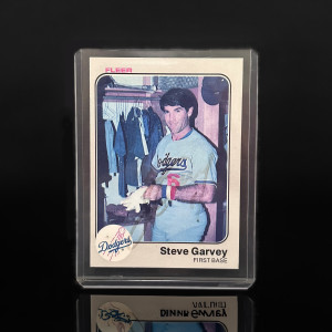 Autographed 1983 card signed by former Los Angeles Dodger and San Diego Padre All-Star, MVP, World Series Champion, and Gold Glover, first baseman Steve Garvey